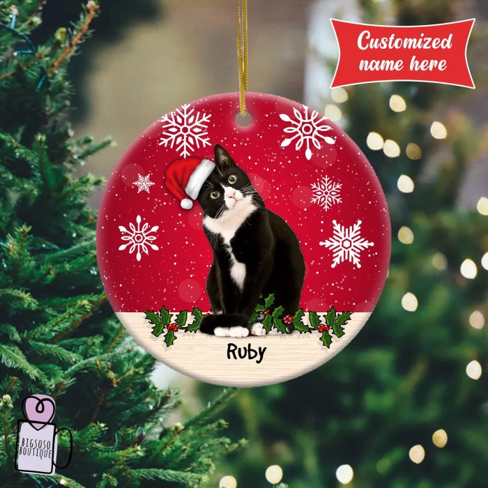 Tuxedo cat christmas ornament