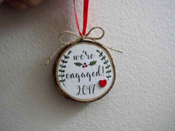 Engagement christmas tree ornament