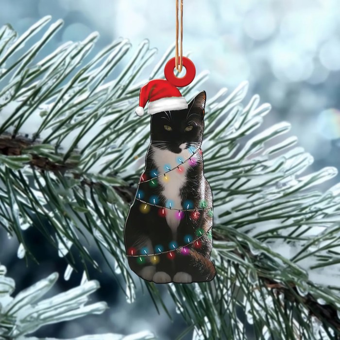 Tuxedo cat christmas ornament