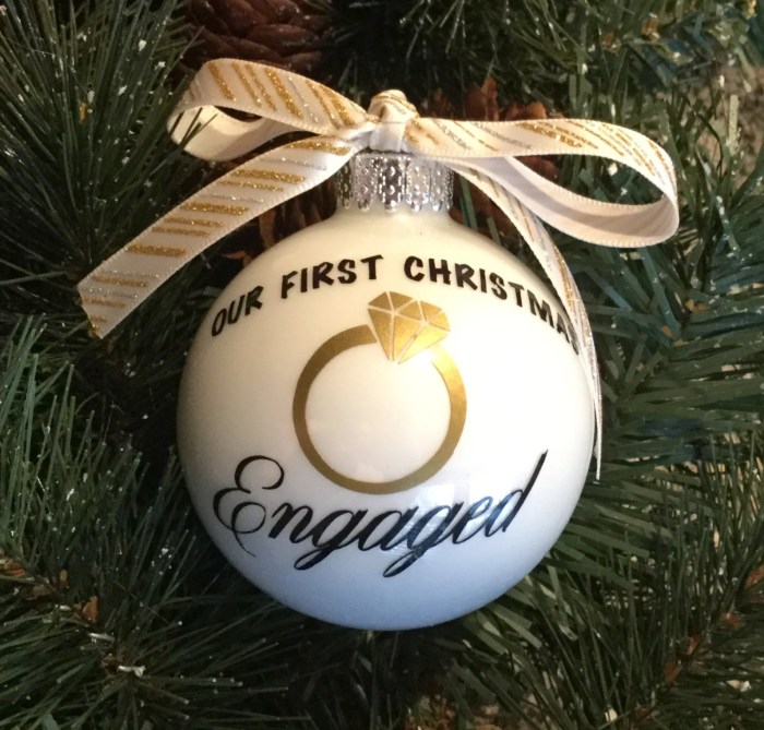 Engagement christmas tree ornament